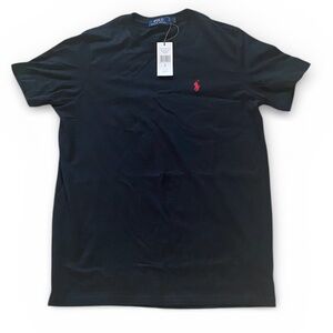 NWT Polo by Ralph Lauren Men's Black T-Shirt with Red Logo XL but fits like a Lg